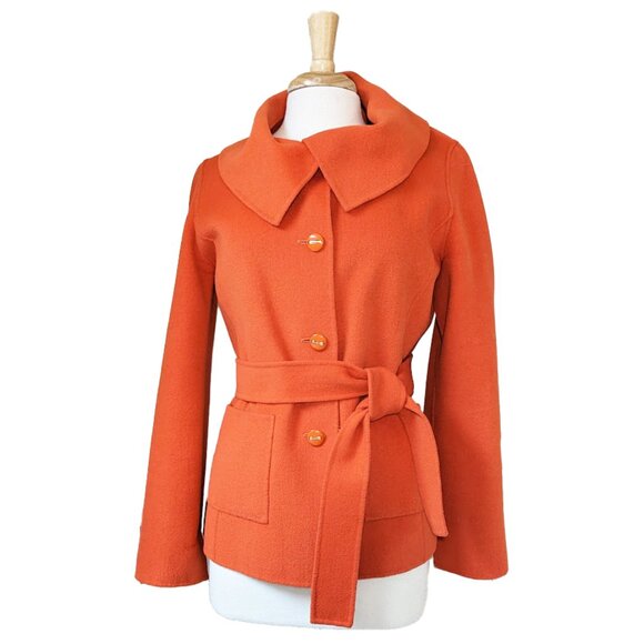 ST. JOHN Cashmere/Angora-Blend Jacket/Coat with Shawl Collar and Belt - Picture 2 of 8